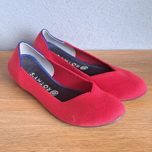 Rothy's The Flat Ballet Shoes Womens 10 Washable Preppy Academia Cherry Red